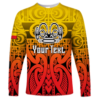 (Custom Personalised) Marquesas Islands Marquesan Tattoo Long Sleeve Shirt - LT12 Unisex Red - Polynesian Pride