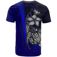 Cook Islands Polynesian Custom T Shirt Blue Turtle with Hook - Polynesian Pride