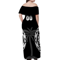 (Custom Personalised) Fiji Rugby Sevens Fijian Tapa Pattern Off Shoulder Long Dress - LT12 - Polynesian Pride