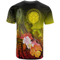 CNMI T Shirt Humpback Whale with Tropical Flowers (Yellow) - Polynesian Pride