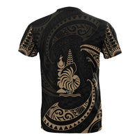 New Caledonia Polynesian T Shirt Gold Tribal Wave - Polynesian Pride