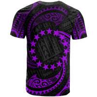 Cook Islands Polynesian Custom T Shirt Purple Tribal Wave - Polynesian Pride