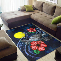 Palau Polynesian Area Rug - Blue Turtle Hibiscus - Polynesian Pride