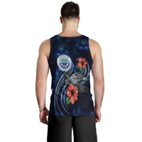 Federated States Of Micronesia Polynesian Men Tank Top - Blue Turtle Hibiscus - Polynesian Pride