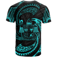 Fiji Polynesian All Over T Shirt Neon Blue Tribal Wave - Polynesian Pride