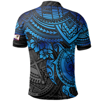 American Samoa Polo Shirt Amerika Samoa Flag Seal Blue Turtle Hibiscus - Polynesian Pride