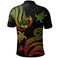 Marshall Islands Custom Polo Shirt Polynesian Turtle With Pattern Reggae - Polynesian Pride