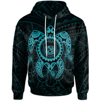 Hawaii Polynesian Hoodie Vintage Polynesian Turtle (Turquoise) Unisex Turquoise - Polynesian Pride