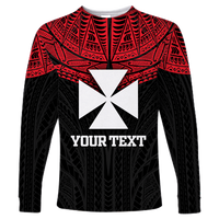 (Custom Personalised)Wallis And Futuna Pride Long Sleeve Shirt - LT12 Unisex Red - Polynesian Pride