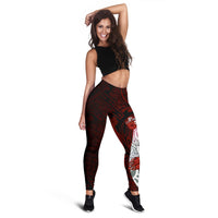 Niue Polynesian Custom Personalised Legging - Coat Of Arm With Hibiscus - Polynesian Pride