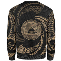 American Samoa Polynesian Sweater - Gold Tribal Wave - Polynesian Pride