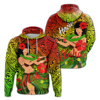 Hawaii Hula Girl Reggae Hoodie LT2 Hoodie REGGAE - Polynesian Pride