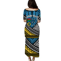 (Custom Personalised) Vanuatu Sanma Province Tribal Pattern Puletasi Dress - LT12 - Polynesian Pride