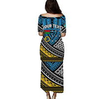 (Custom Personalised) Vanuatu Sanma Province Tribal Pattern Puletasi Dress - LT12 - Polynesian Pride