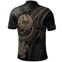 Tahiti Custom Polo Shirt Gold Turtle - Polynesian Pride