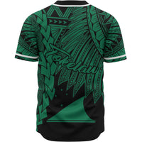 Tokelau Polynesian Baseball Shirt - Tribal Wave Tattoo Green - Polynesian Pride