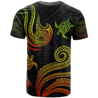 American Samoa Custom T Shirt Polynesian Turtle With Pattern Reggae - Polynesian Pride