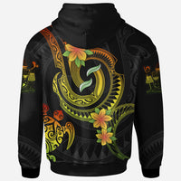 Fiji Custom Zip up Hoodie Reggae Plumeria Flowers with Spiral Patterns - Polynesian Pride