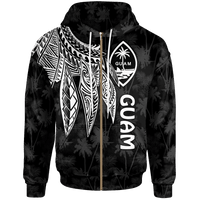 Guam Zip up Hoodie Polynesian Wings (White) Unisex White - Polynesian Pride