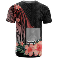 Kiribati Custom T Shirt Red Polynesian Hibiscus Pattern Style - Polynesian Pride