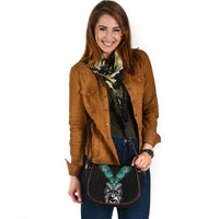 New Zealand Maori Moko Leather Saddle Bag Paua Shell - Polynesian Pride