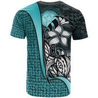Northern Mariana Islands Polynesian Custom T Shirt Turquoise Turtle with Hook - Polynesian Pride