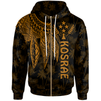 Kosrae Zip up Hoodie Polynesian Wings (Golden) Unisex Golden - Polynesian Pride