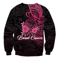 Breast Cancer Pink Ribbon Butterfly Polynesian Black Version Sweatshirt - LT12 - Polynesian Pride