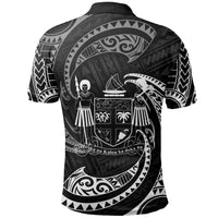 Fiji Polynesian Custom Polo Shirt White Tribal Wave - Polynesian Pride