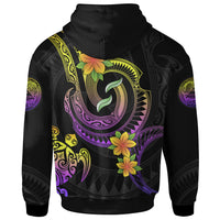 American Samoa Custom Hoodie Plumeria Flowers with Spiral Patterns - Polynesian Pride