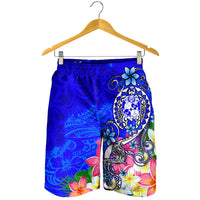 Tonga Men's Shorts - Turtle Plumeria (BLUE) - Polynesian Pride