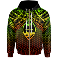 Polynesian Guam Zip up Hoodie Reggae Vintage Polynesian Patterns Unisex Reggae - Polynesian Pride