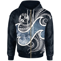 Tonga Polynesian Zip up Hoodie Ocean Style Unisex Blue - Polynesian Pride