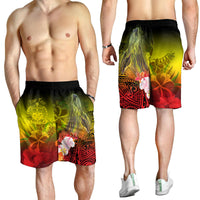 Custom Personalised Samoa Men's Shorts- Humpback Whale with Tropical Flowers (Yellow) - Polynesian Pride