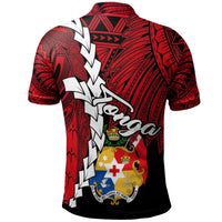 Tonga Polynesian Custom Polo Shirt Tribal Wave Tattoo Flag Color - Polynesian Pride