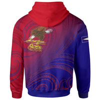 American Samoa Polynesian Custom Personalized Zip up Hoodie Bald Eagle (Blue Red) - Polynesian Pride