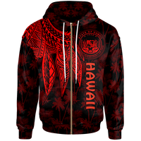Polynesian Hawaii Zip up Hoodie Polynesian Wings (Red) Unisex Red - Polynesian Pride