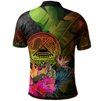 American Samoa Polynesian Polo Hibiscus and Banana Leaves - Polynesian Pride