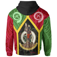 Polynesian Vanuatu Custom Hoodie Vanuatu Flag and Coat of Arms - Polynesian Pride