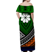 Kwajalein Atoll Tribal Pattern Women Off Shoulder Long Dress - LT12 - Polynesian Pride
