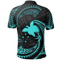 Papua New Guinea Polynesian Polo Shirt Neon Blue Tribal Wave - Polynesian Pride