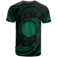 Northern Mariana Islands Polynesian Custom T Shirt Green Tribal Wave - Polynesian Pride