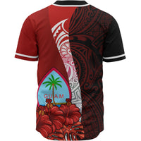 Guam Polynesian Baseball Shirt - Coat Of Arm With Hibiscus - Polynesian Pride