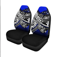 American Samoa Car Seat Cover - Tribal Jungle Pattern Blue Color - Polynesian Pride