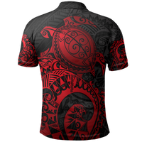 American Samoa Polo Shirt Amerika Samoa Seal Red Turtle Tattoo - Polynesian Pride