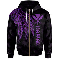 Polynesian Hawaii Kanaka Maoli Zip up Hoodie Polynesian Wings (Purple) Unisex Purple - Polynesian Pride