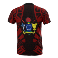 Cook Islands T Shirt Polynesian Coat of Arms Polynesian Tattoo Red Style - Polynesian Pride