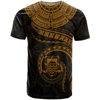 Tuvalu Polynesian Custom T Shirt Tuvaluan Waves (Golden) - Polynesian Pride