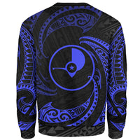 Yap Polynesian Custom Personalised Sweater - Blue Tribal Wave - Polynesian Pride