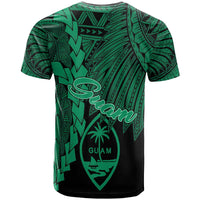 Guam Polynesian T Shirt Tribal Wave Tattoo Green - Polynesian Pride